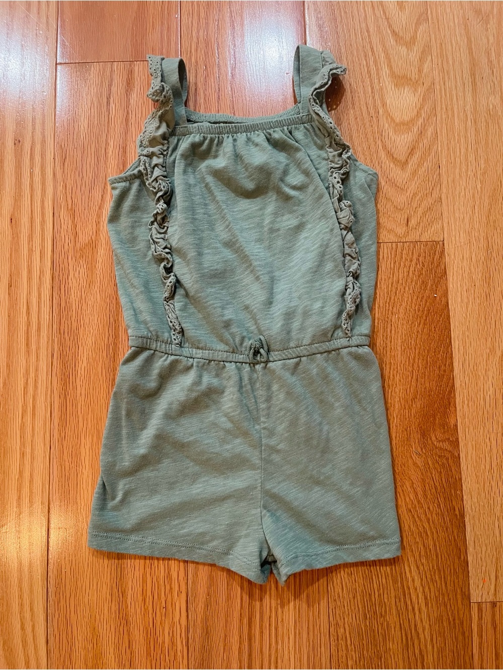 Carter's Olive Green Ruffle Strap Romper Shorts